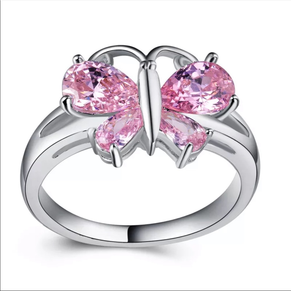 New 925 Silver Beautiful Butterfly Sapphire Ring